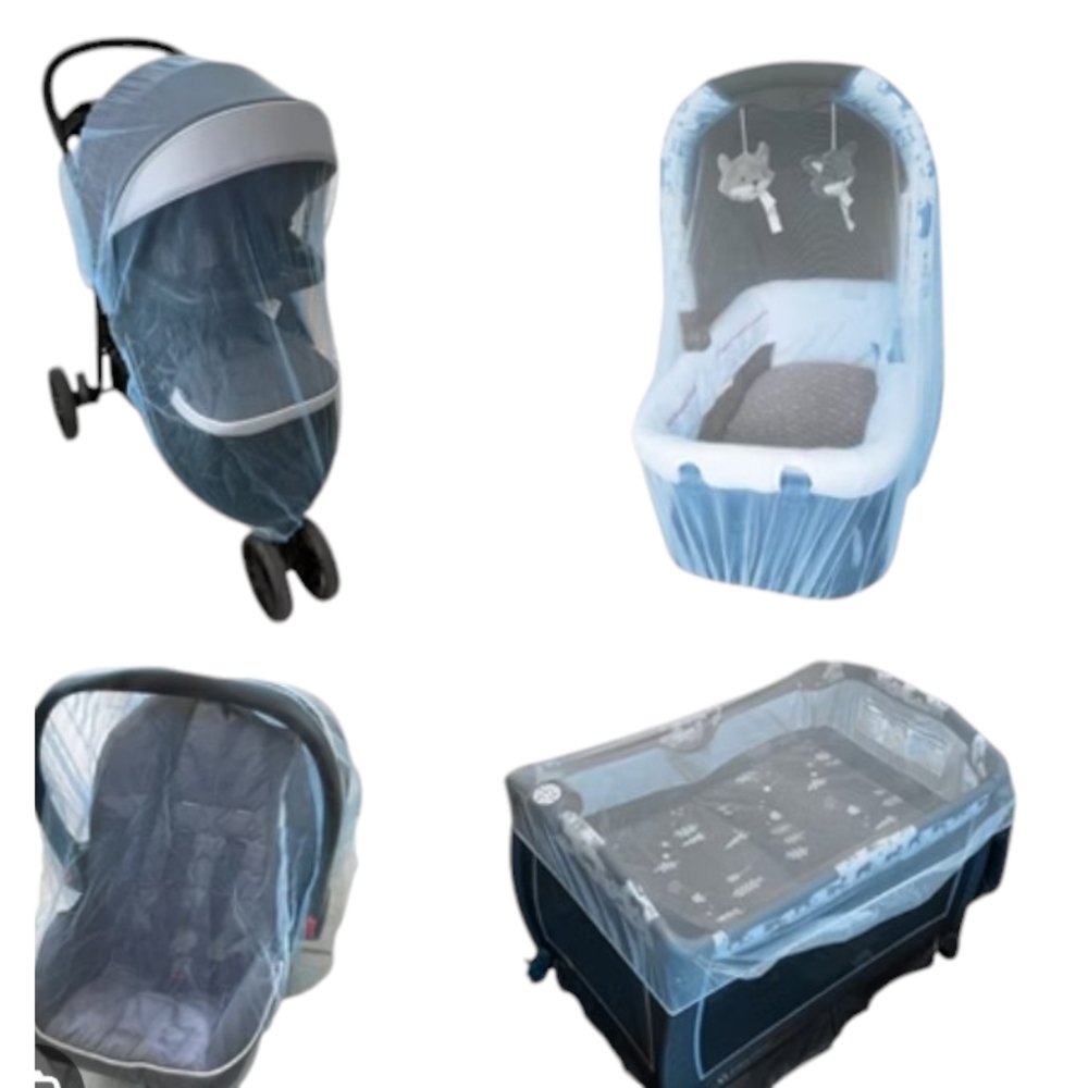 Baby mosquito net mesh for stroller, car seat, crib etc 3 pieces pink&white